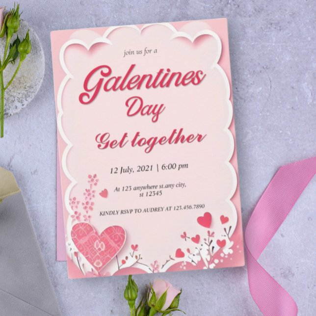 Pink Red Modern galentines Day invitation (Creator Uploaded)