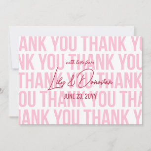 Pink & Red Modern Typograhpy Wedding Thank You Card
