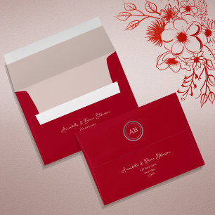 Pink Red Monogram Wedding Envelope