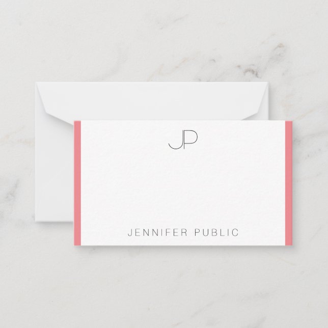 Pink Red Monogrammed Minimalist Template (Front)