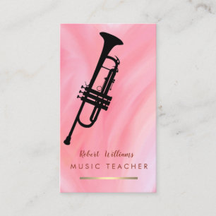 Pink Red Music Trumpet Instrument Band Musician Business Card