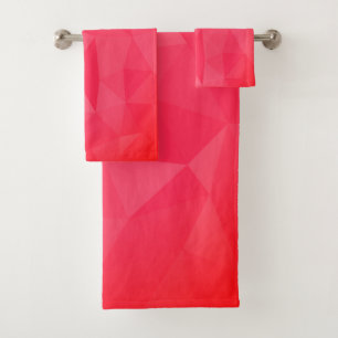 Pink red neon magenta geometric mesh pattern bath towel set