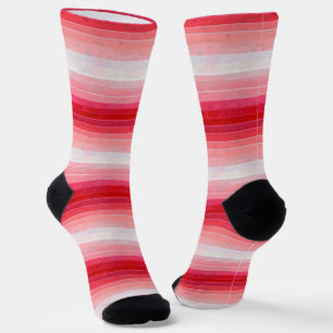 Pink Red Ombre Stripes Socks