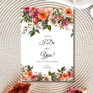 Pink Red Orange Floral Bridesmaid Proposal Cards
