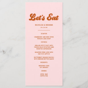 Pink Red Orange Retro Groovy Disco Wedding Menu