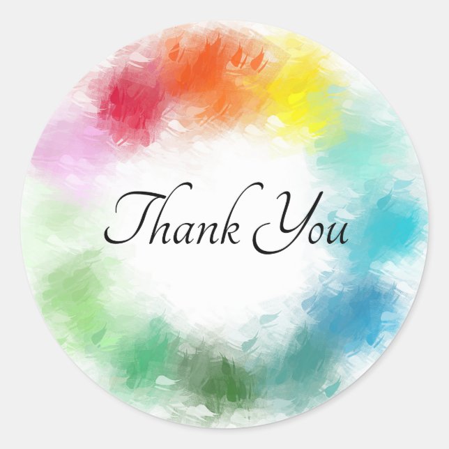 Pink Red Orange Yellow Green Blue Purple White Classic Round Sticker (Front)