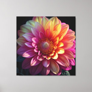 Pink Red Orange Yellow Purple Dahlia Flower Canvas Print