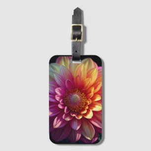 Pink Red Orange Yellow Purple Dahlia Flower Luggage Tag