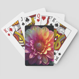 Pink Red Orange Yellow Purple Dahlia Flower Playing Cards