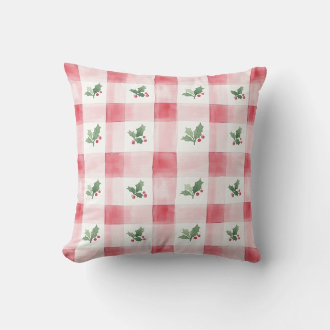 Pink Red Pattern Christmas Throw Pillow (Front)