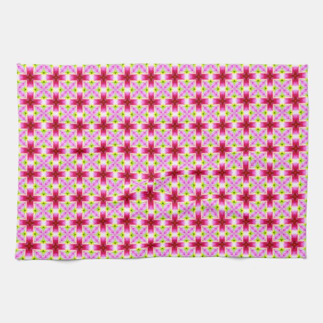 Pink Red Pattern Tea Towel (Horizontal)