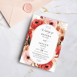 Pink & Red Pink Floral Wedding Invitation