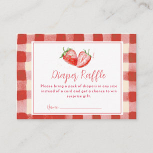 Pink Red Plaid BerrySweet Strawberry Diaper Raffle Enclosure Card