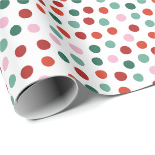 Pink Red Polka Dots Pattern Christmas Wrapping Paper