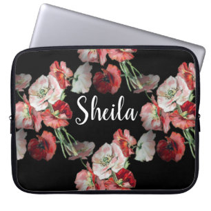 Pink & Red Poppies Pattern Custom Laptop Sleeve