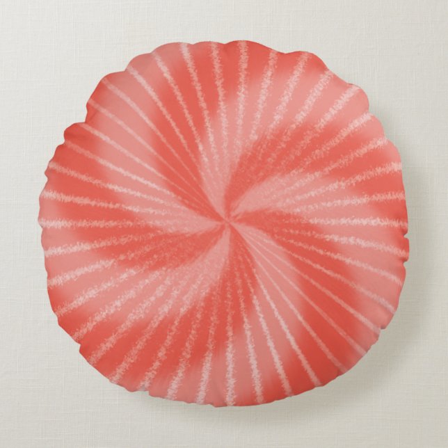 Pink Red Psychedelic Tie Dye Swirl Round Cushion (Front)
