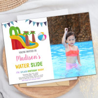 Pink Red Purple Photo Water Slide Invitations