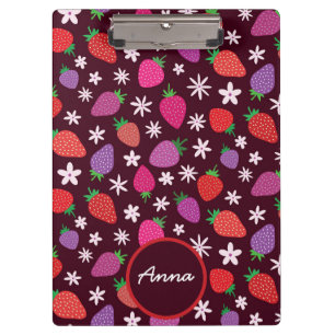 Pink Red Purple Strawberry With Flowers  Clipboard