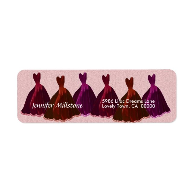 PINK RED PURPLE Wedding Label with Gowns (Front)