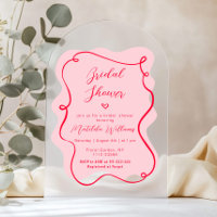 Pink Red Retro Arch wavy bridal shower
