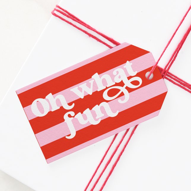 Pink Red Retro Christmas Gift Tag (Creator Uploaded)