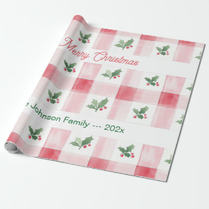 Pink Red Retro Personalised Christmas Wrapping Paper