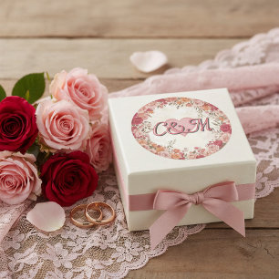 Pink & Red Romantic Rose Spring Floral Wedding Classic Round Sticker