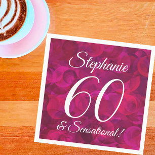 Pink Red Rose 60 and Sensational Birthday Party Napkin