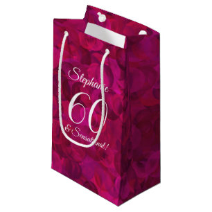 Pink Red Rose 60 and Sensational Birthday Party Small Gift Bag