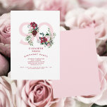 Pink & Red Rose Elegant 90th Birthday Party II Invitation<br><div class="desc">Pink and Red Rose Elegant 90th Birthday Party Invitation.  Pink and White background.</div>