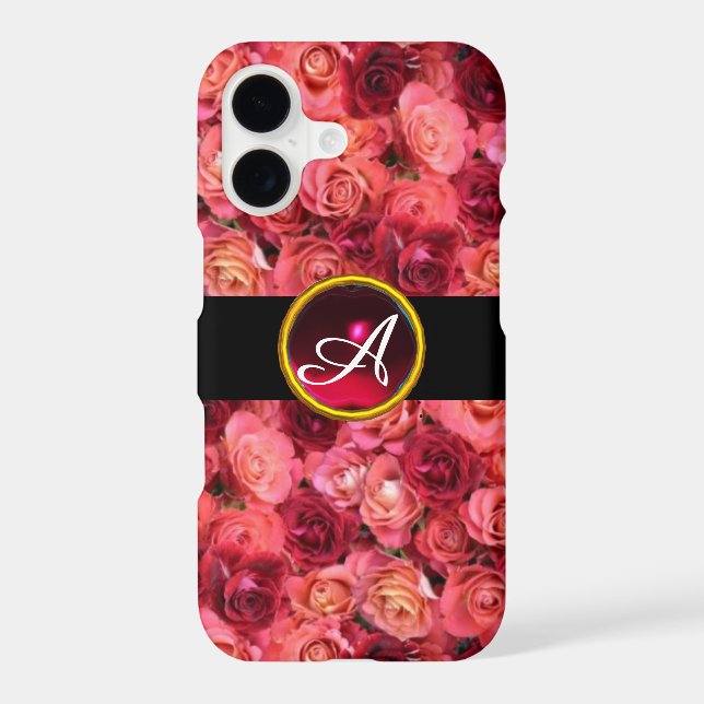 PINK RED ROSE FIELD ,RED RUBY GEMSTONE MONOGRAM (Back)