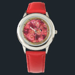 PINK RED ROSE FIELD WATCH<br><div class="desc">Elegant, vibrant pink, red roses,  classy and dynamic design with bright colours easily customisable.</div>