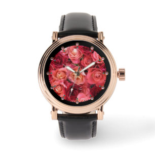 PINK RED ROSE FIELD WATCH