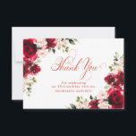 Pink Red Rose Floral 18th Birthday Personalised Thank You Card<br><div class="desc">Pretty red roses and blush pink peonies decorate this 18th birthday thank you card. Two lovely floral arrangements decorate two corners. Elegant calligraphy spells thank you. Three lines of text let you personalise a thank you statement and your name. This item is part of the Red Rose and Pink Peony...</div>