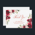 Pink Red Rose Floral 18th Birthday Personalised Thank You Card<br><div class="desc">Pretty red roses and blush pink peonies decorate this 18th birthday thank you card. Two lovely floral arrangements decorate two corners. Elegant calligraphy spells thank you. Three lines of text let you personalise a thank you statement and your name. This item is part of the Red Rose and Pink Peony...</div>