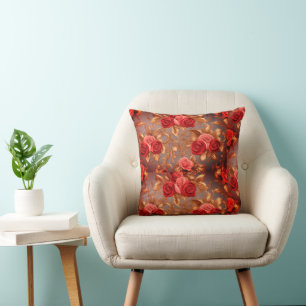 Pink & Red Rose Throw Pillow