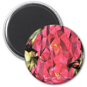 Pink Red Roses Abstract Cubist Futurist Magnet