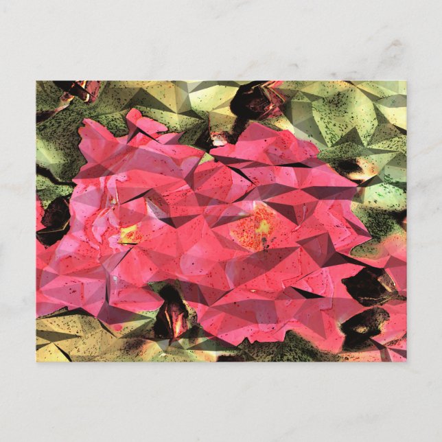 Pink Red Roses Abstract Cubist Futurist Postcard (Front)