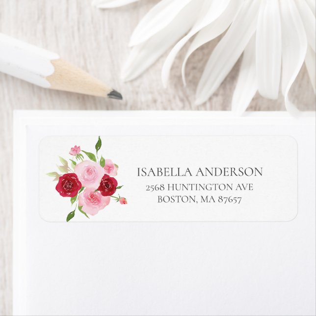 Pink & Red Roses Return Address Label (Insitu)