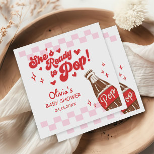 Pink Red She's Ready to Pop Baby Shower Napkin