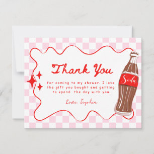 Pink Red She's Ready to Pop Baby Shower  Thank You Card