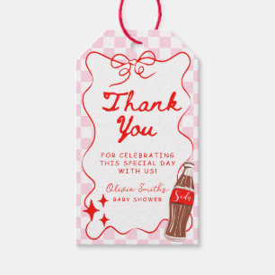 Pink Red She's Ready to Pop Baby Shower Thank You  Gift Tags