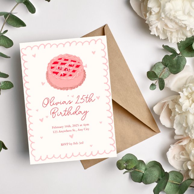 Pink & Red Simple Birthday Party Invitation (Creator Uploaded)