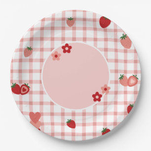 Pink, Red Strawberry and flower Plate