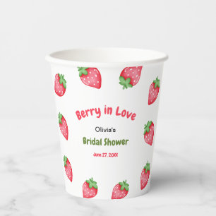 Pink & Red Strawberry Berry in Love Bridal Shower  Paper Cups