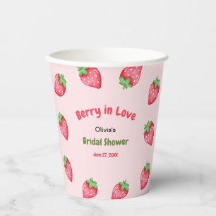Pink & Red Strawberry Berry in Love Bridal Shower Paper Cups