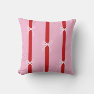 Pink Red Striped Bow FunHaus Circus Cushion
