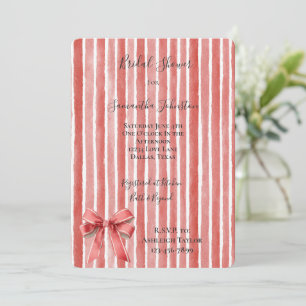 Pink Red Stripes Bow Bridal Shower Invitation