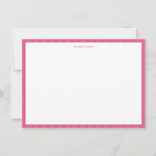 Pink Red Stripes Festive Personalised Name Holiday Thank You Card