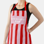 Pink Red Stripes Retro Apron<br><div class="desc">Retro Pink Red Girl Apron with stripes</div>